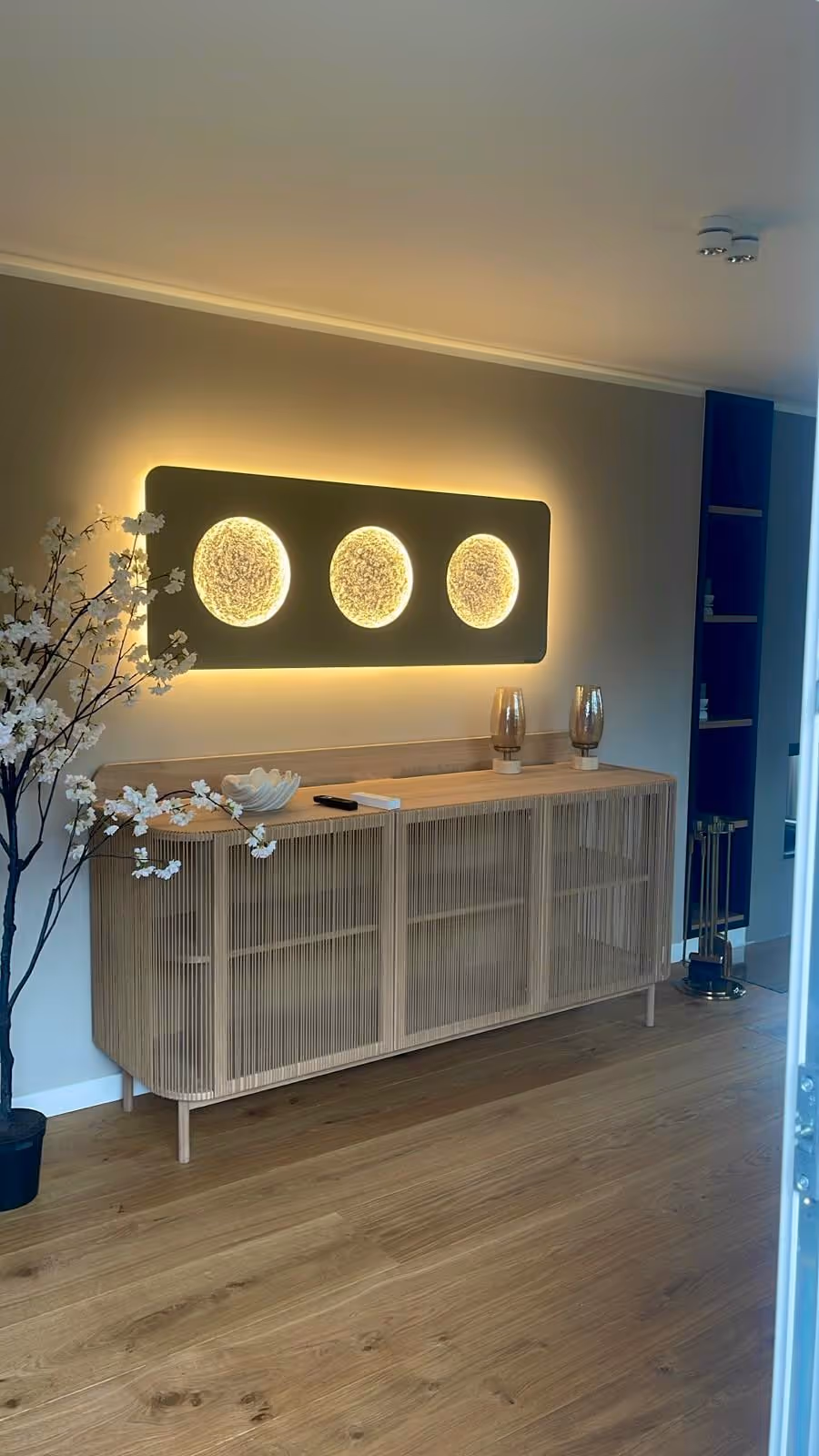 Galaxy in Steingrau mit Monden Bronze Klassisch, 170 x 90 cm, beleuchtet