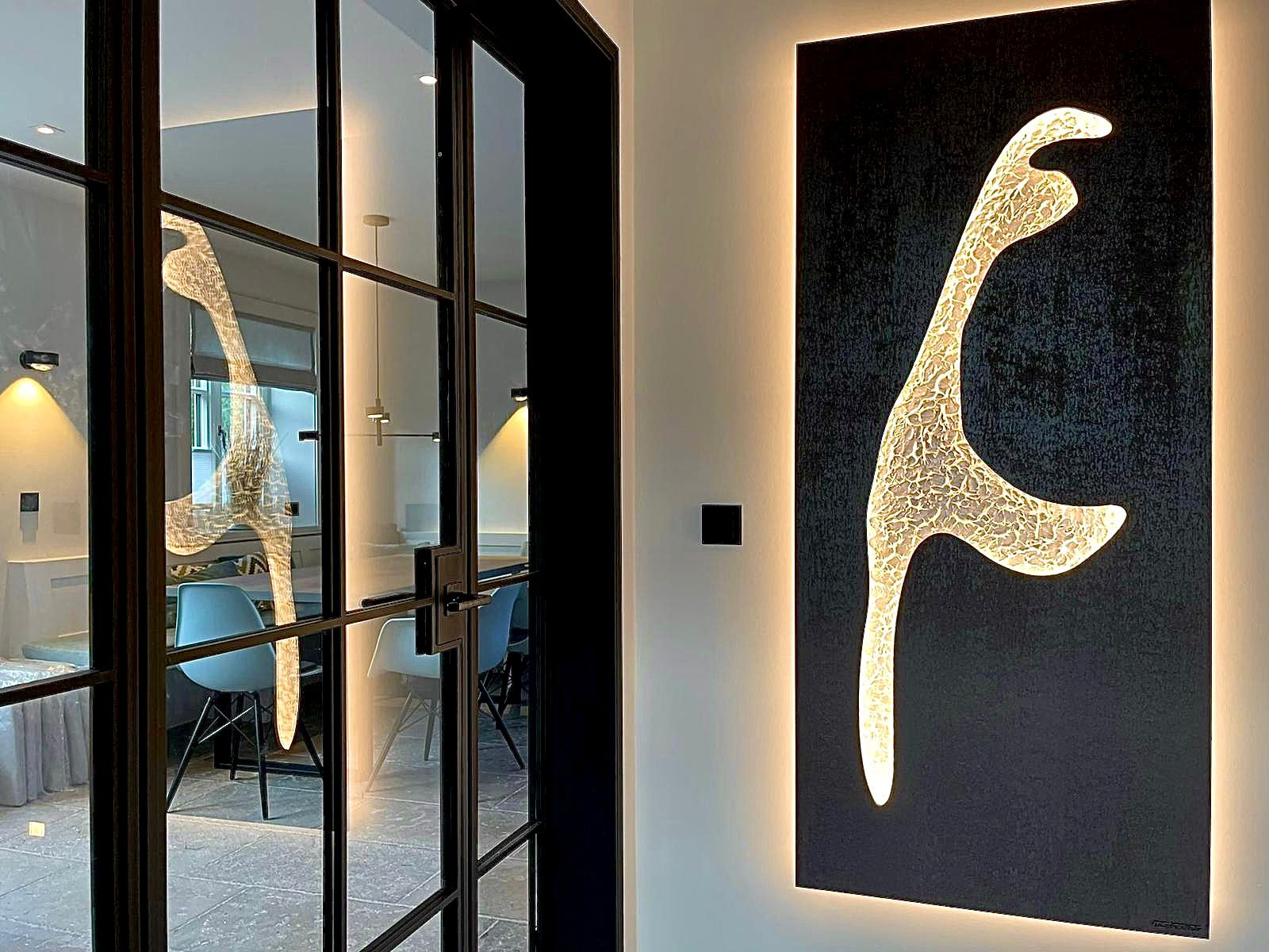 Motiv Sylt in Mattschwarz Diamanteffekt mit Insel Perlmuttweiß Deluxe, beleuchtet