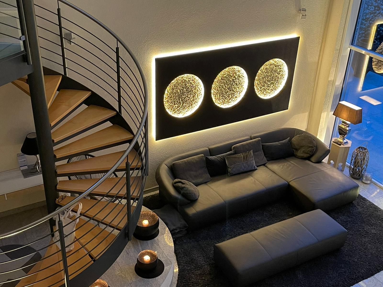 Galaxy in Mattschwarz Diamanteffekt mit Monden Gold Deluxe, 250 x 120 cm, beleuchtet