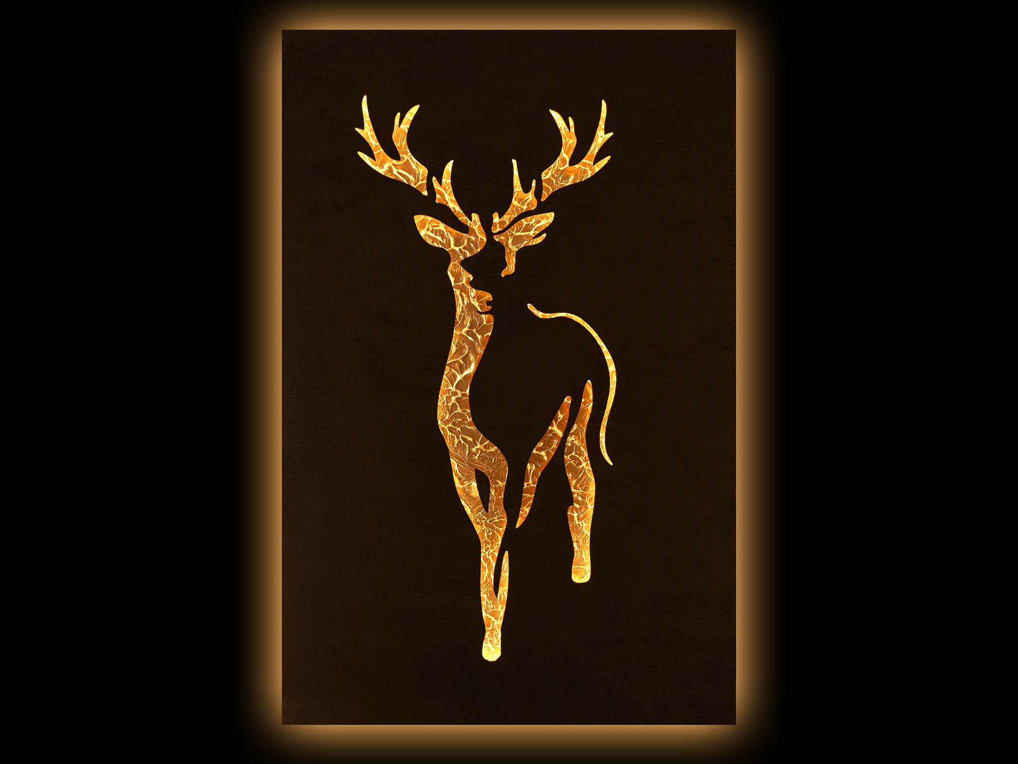Hirsch in Brownie Diamanteffekt mit Motiv Bronze Deluxe, beleuchtet