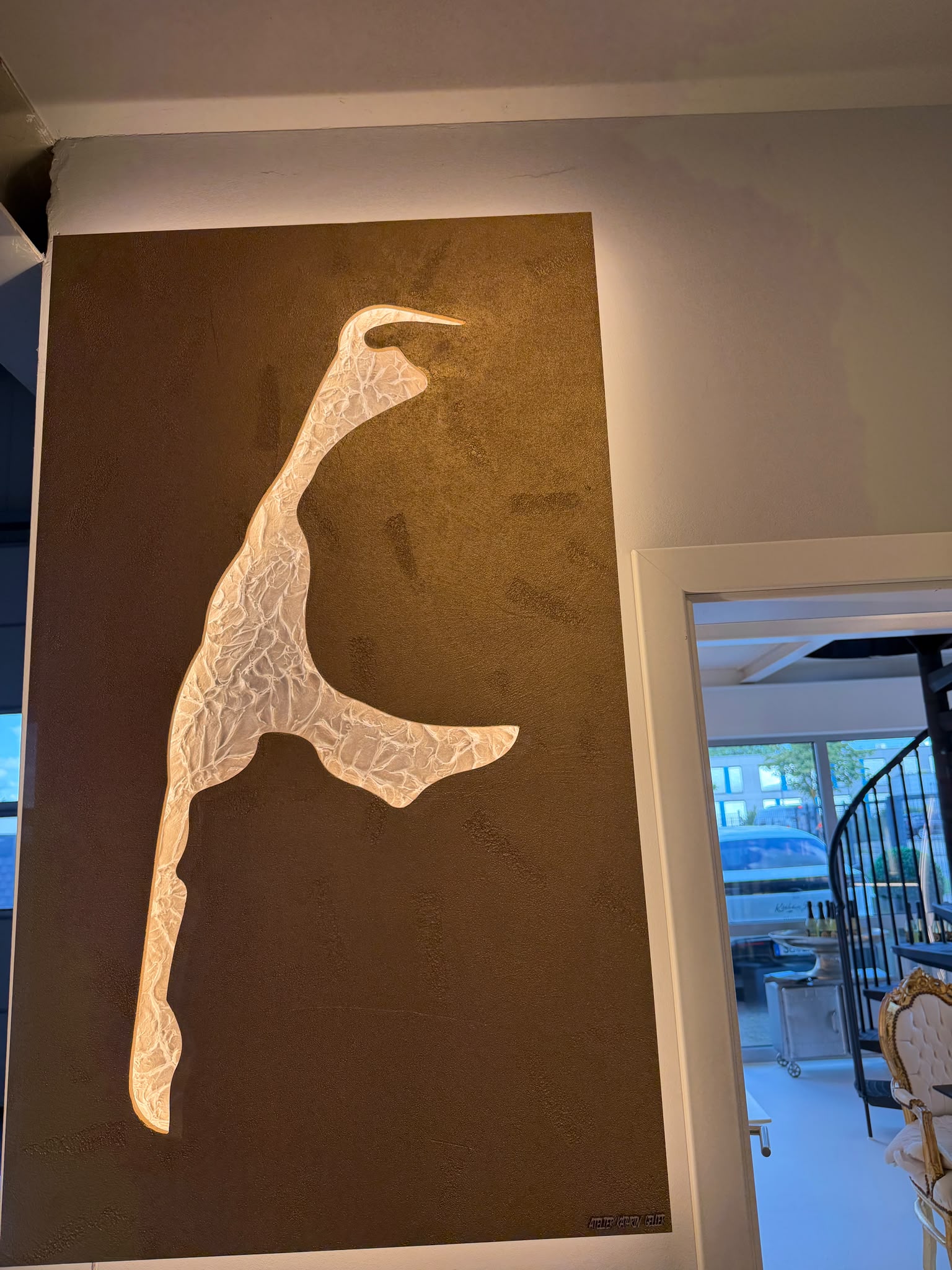 Sylt in Gold Loft mit Insel Perlmuttweiß, 70 x 120 cm, beleuchtet